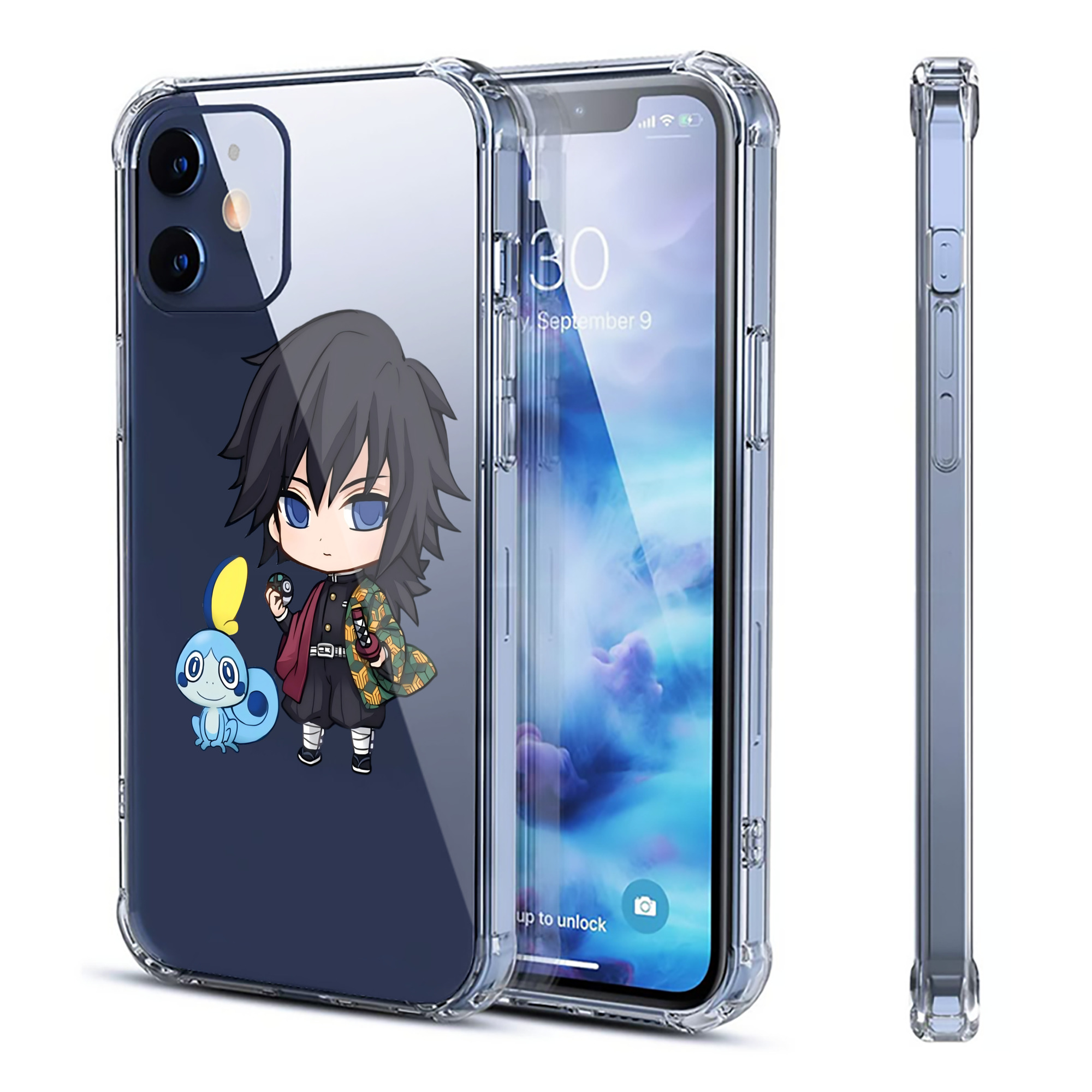（画像用） 鬼滅の刃（きめつのやいば）水柱-冨岡 義勇／とみおか ぎゆう Tomioka Giyuu 【iPhone 12シリーズ対応】透明スマホケース（クリアソフトケース）